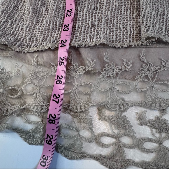 Indigo Soul Beige Sheer Knit Lace Hem Tunic Top | 2XL - Picture 12 of 14